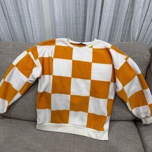 Another Fox Orange and White Checkered Women’s Sweater